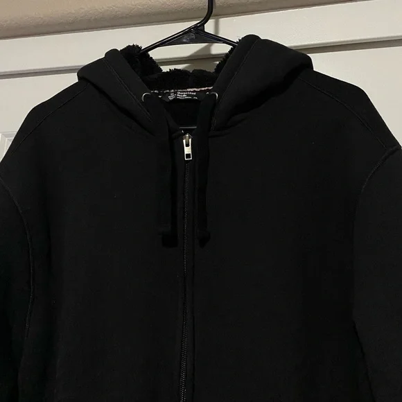 ⭐️ Black Hoodie, Sherpa Lined, Winter Zip Up Jacket - Picture 4 of 6